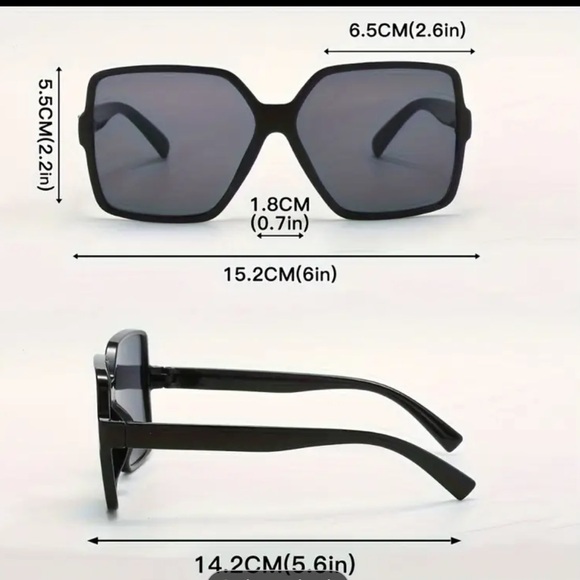 Chic Oversized Black Frame Fashion Glasses Sunnies w Gradient purple/grey Lenses - Picture 6 of 11